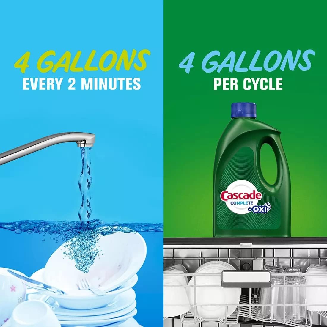 Cascade Complete +Oxi Gel Dishwashing Detergent, Fresh Scent, 60 fl oz