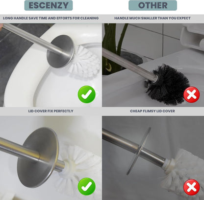 Escenzy Turquoise Green Toilet Brush and Holder Set Mosaic Glass | Non-Rustic Stainless Steel | Practical & Decorative Toilet Bowl Brush and Holder | Luxury Green Bathroom Accessories