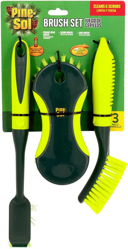 Pine-Sol Scrub Brush Set - Long Handle Cleaning Brushes with Heavy Duty Bristles and Comfort Grip - Scrubbers for Kitchen, Household, and Dishwashing, 5 Pieces