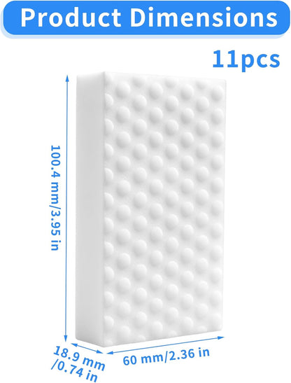 Cleaning Eraser Sponges, 11-Pack, Extra-Durable Melamine Foam Pads for Wall, Kitchen, Bathroom, Shower, Floor – All-Purpose Scrub Blocks, White, 4 x 2.35 x 0.79 in, Multi-Surface Cleaner