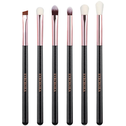 Eye Makeup Brush Set, 6 Pcs Professional Blending Eyeshadow Makeup Brushes for Concealer Eyebrows Eyeliner, Soft Hairs & Wood Handle