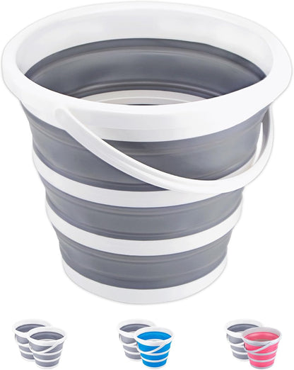 2 Pack Collapsible Buckets 10L 2.6 Gallon Cleaning Bucket Mop Bucket Folding Foldable Portable Small Plastic Water Supplies for Outdoor Garden Camping Fishing Car Wash Space Saving
