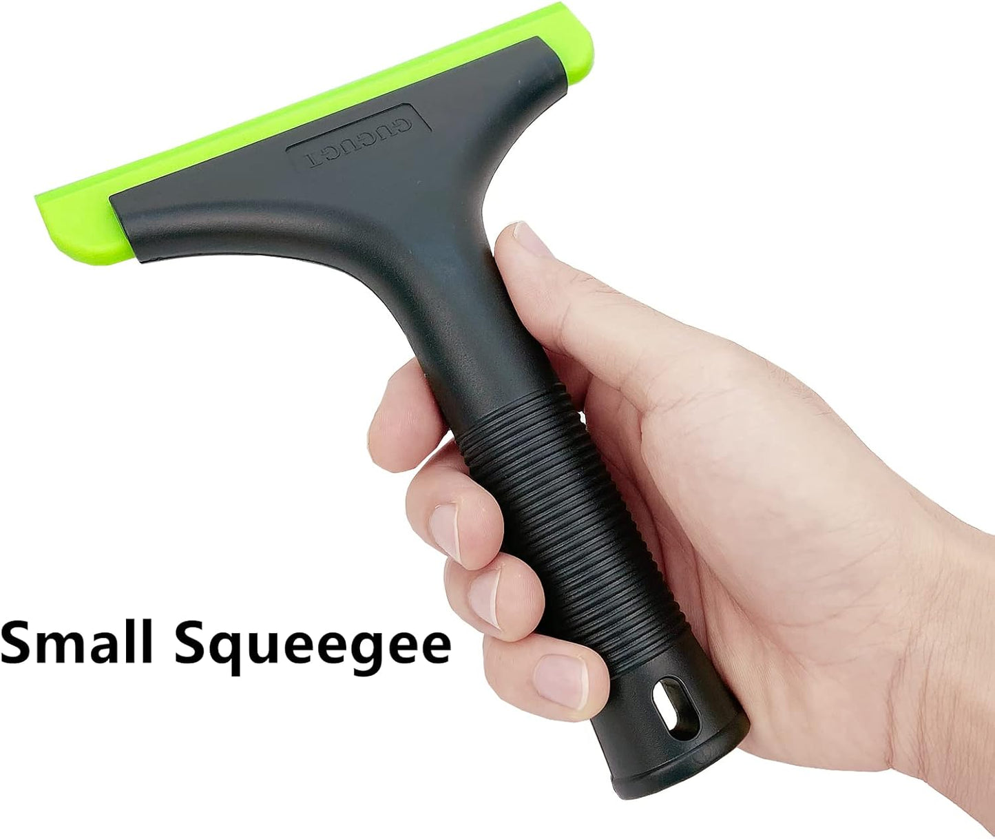 Super Flexible Silicone Squeegee, Auto Water Blade, Water Wiper, Shower Squeegee, 5.9'' Blade and 7.5'' Long Handle, for Car Windshield, Window, Mirror, Glass Door, Grey Black