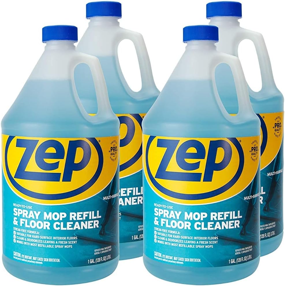 Zep Spray Mop Refill and Floor Cleaner - 1 Gallon (Case of 2) ECZUMSF1282 - Professional Grade Versatile Multi Surface Fresh Scent Cleaner and Deodorizer