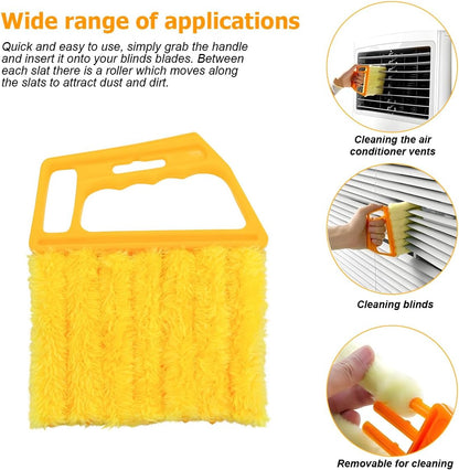 3PCS Blind Cleaner Duster Tool, 7 Fingers Microfiber Handheld Shutter Cleaning Brush for Car Air Conditioner, Detachable Auto Air Vent Dusting Cleaner, Universal for Most Vehicles (Yellow)