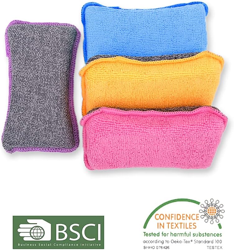 UPSTAR Dish Sponges Kitchen, Microfiber Cleaning Scrubber for Dishwashing, Sink, Basin and Multi-Pupose, Non-Scratch, Size.S Pack of 8