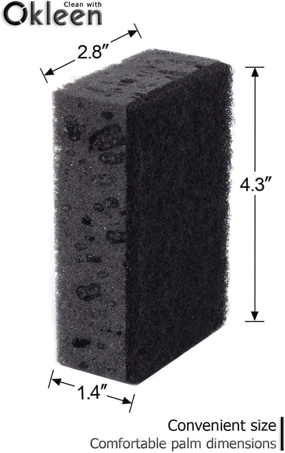 Green Multi Use Scrub Sponge. Made in Europe. 9 Pack, 4.3x2.8x1.4 inches. Odorless Heavy Duty and Non Scratch Fiber. Best, Durable, Delicate, Porous, Non Cellulose Kitchen Sponges and Scrubbers