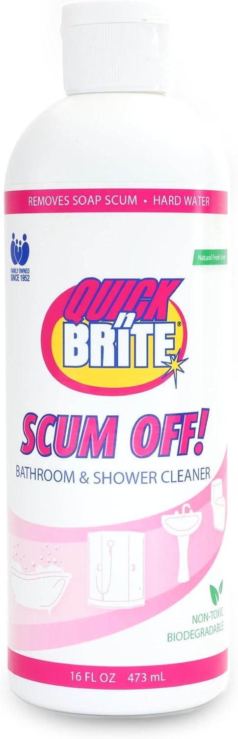 Quick 'n Brite Scum Off Shower Cleaner - No Scrub, No Harsh Chemical Daily Shower Cleaner, Multi-Surface All-Purpose Cleaner 64 Oz (Packaging May Vary)