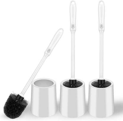AONEZ Toilet Brush and Holder Set, 2 Pack Long-Handle Toilet Brush, Non-Slip Grip, Nylon Bristles, Deep Cleaning for Bathroom, Toilet Scrubber- Black