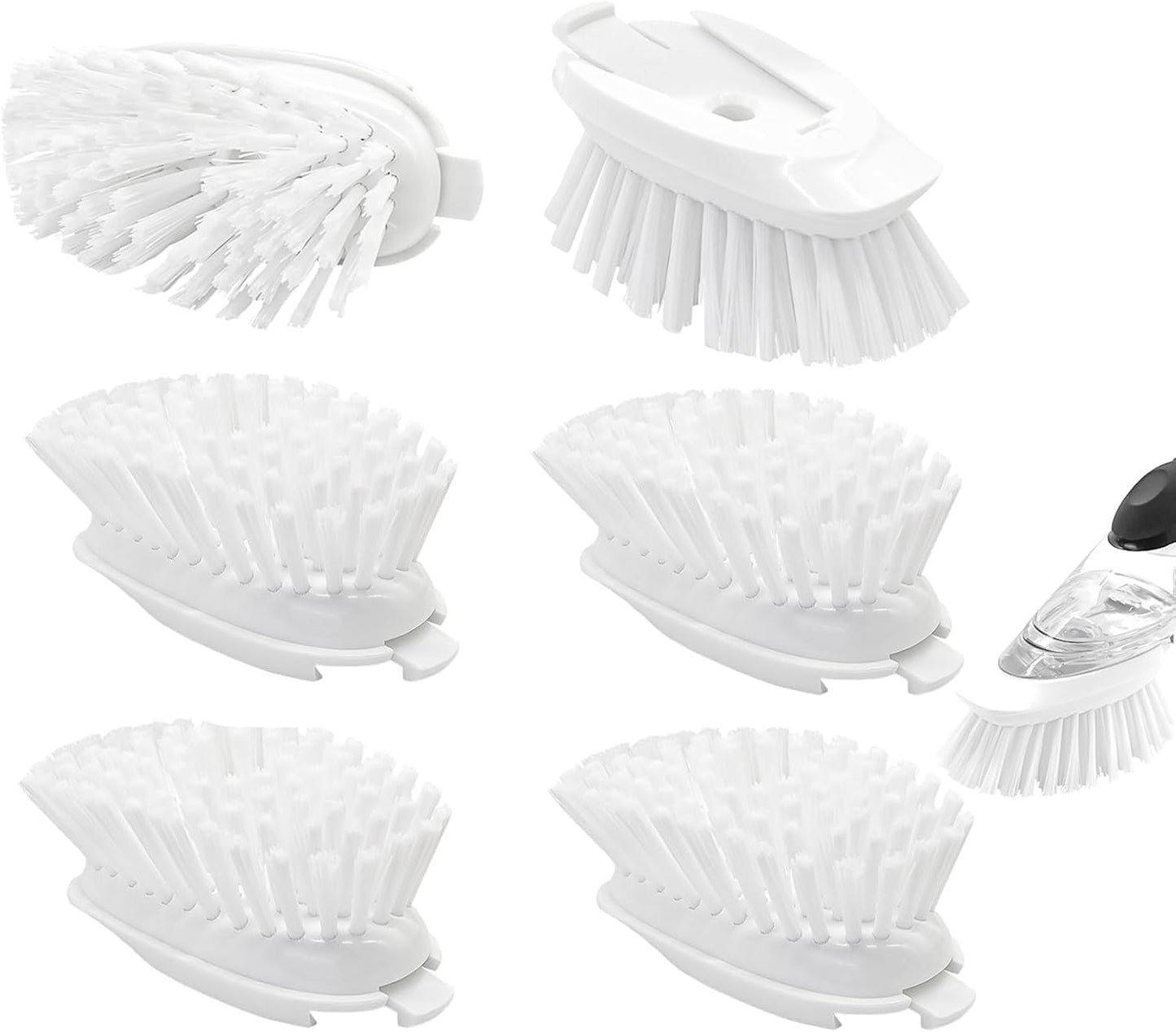 Brush Refills for OXO Dish Brush - 4 Pack Dish Brush Cleaning Soap Dispensing Head Replacement for Scrubber (White)