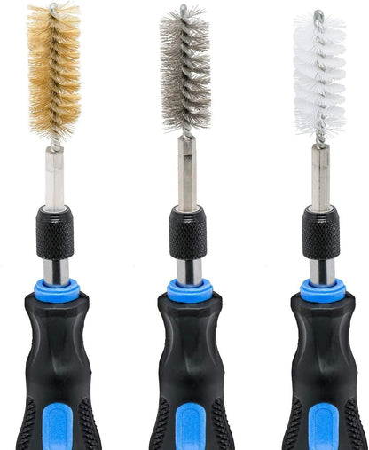 NEIKO 00325A Wire Brush Drill Attachments with 1/4-Inch Hex Shank, SAE and MM Brushes Assortment, Mountable on Power Drill or Die Grinder, 38-Piece Set