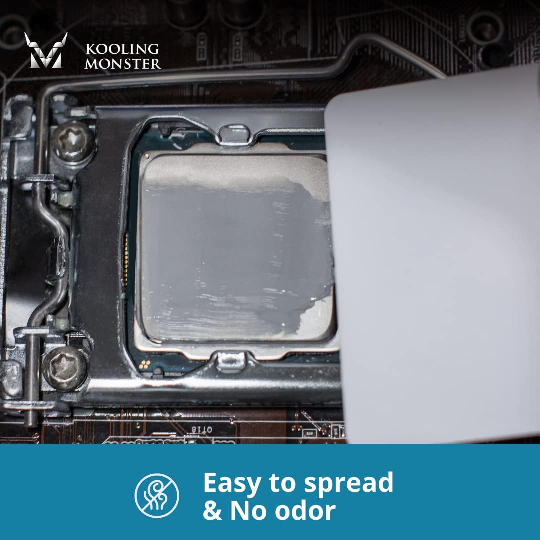 KOLD-01, High Performance Silicone Thermal Paste for Cooling All CPU/Heatsinks, Silicone Paste Designed for Easy Spreading, Inc. Gloves & Cleaning Wipes, No Odor (0.7ml/1.8g)
