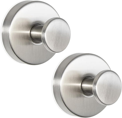 ZESLMG Adhesive Hooks for Shower, Chrome Self Sticky Hooks for Glass Window Kitchen Wall, Removable Bath Robe Loofah Door Wreath Coat Towel Hook No Damage for Hanging, 4 Pack