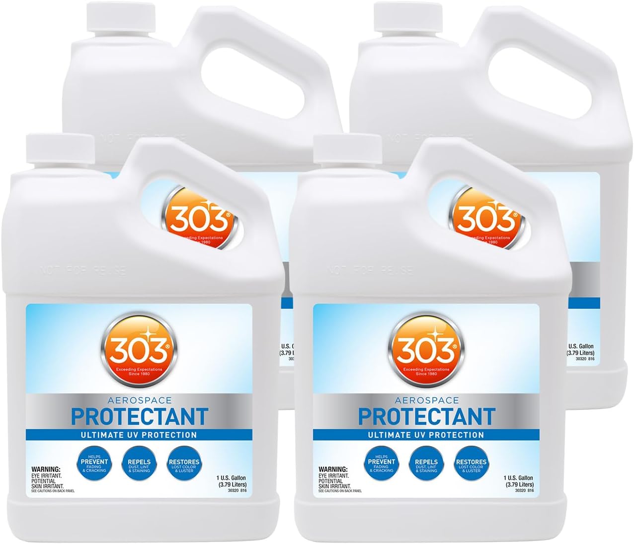 303 Products (30308CSR) UV Protectant Spray for Vinyl, Plastic, Rubber, Fiberglass, Leather & More – Dust and Dirt Repellant - Non-Toxic, Matte Finish, 16 Fl. oz., White