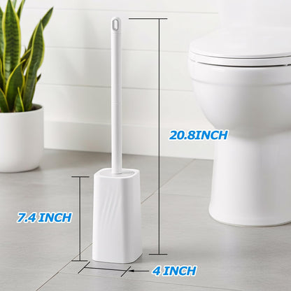 FORASTO Toilet Bowl Brush and Holder Set - Toilet Scrubber Brush,Cleaning Brush,Bathroom Decor,Household Essentials,Cleaning Supplies,White