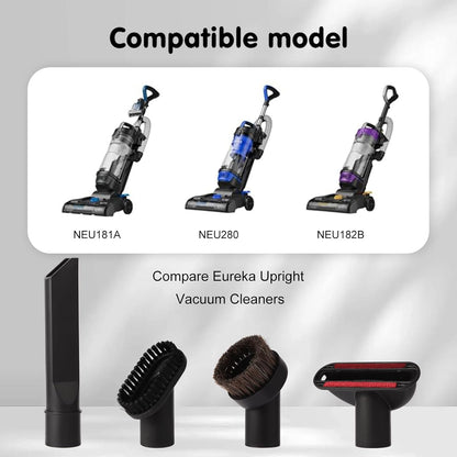 Vacuum Cleaner Brush Attachment Compatible With Eureka NEU181A NEU182A NEU182B NEU181D NEU280 NEU202 NEU10AE5 NEU10AE4 Upholstery tool,Dusting brush,Crevice tool,Horsehair brush Replacement Parts