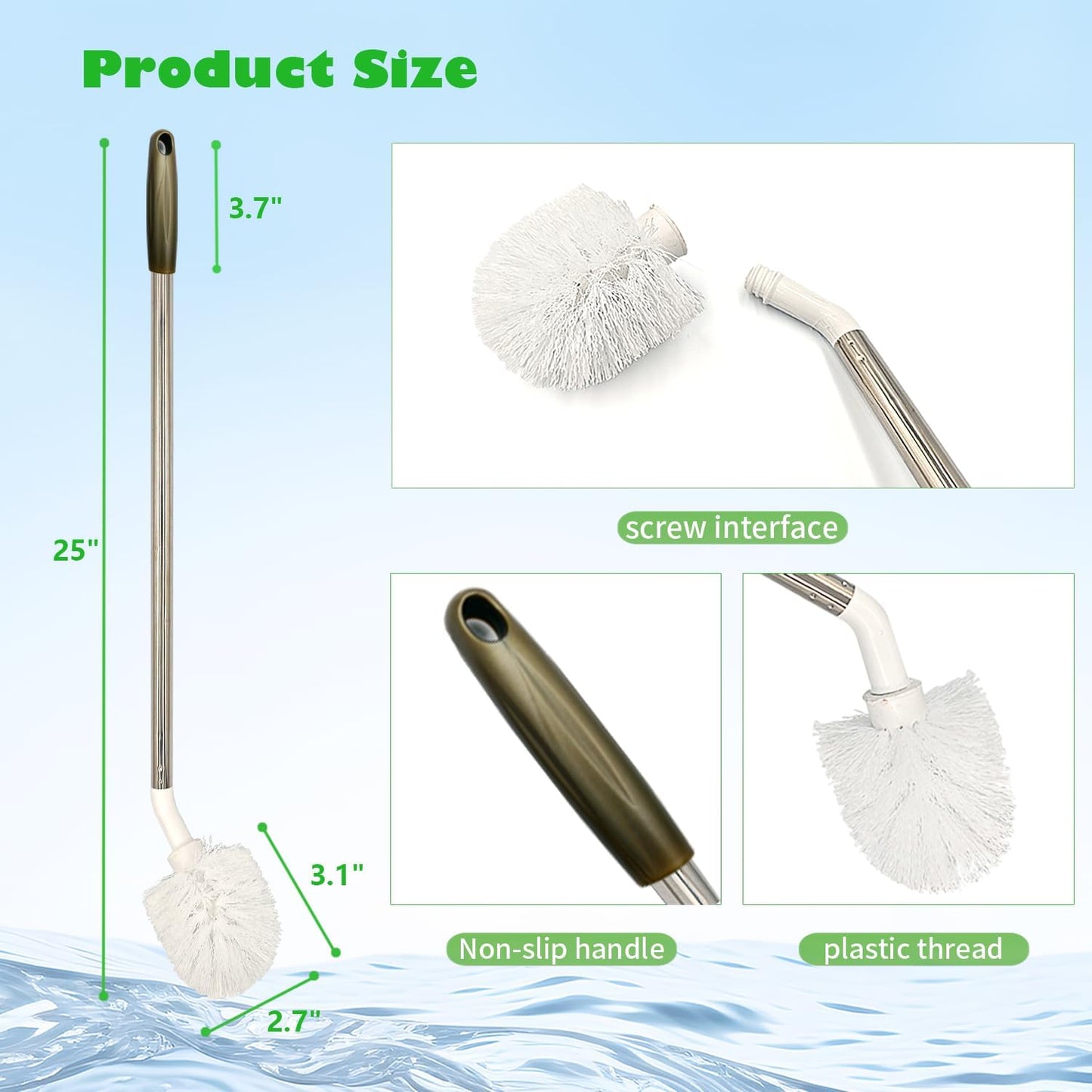 2-Pack Bucket Brush, Kettle Brush, Cleaning Extra Long Bottles, Gallon Jug Cleaner, Water Bottle Cleaner.