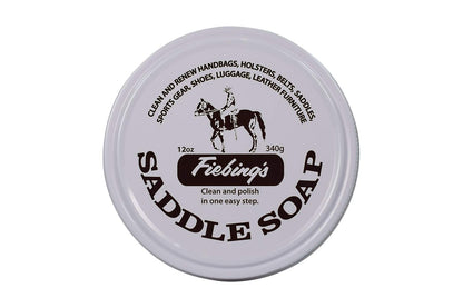 Fiebing's White Saddle Soap for Leather (12 oz Tin) - Cleaner & Conditioner to Soften, Protect & Restore Leathercraft - Soap for Car Seat, Couch, Shoe, Purse, Boot, Bag, & Saddles