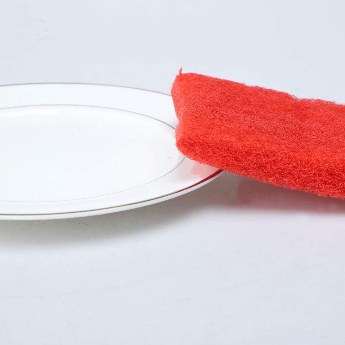 uxcell 3pcs Scouring Pad Non-Scratch Scouring Sponge Scrub Pads 6"x4" For Scouring Kitchen, Dishwashing, Red