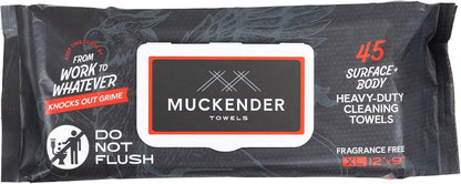 Muckender Heavy Duty Cleaning Wipes – Paint Prep & Degreasing – Flat Pack Travel Size Hand & Tool Cleaning Towels – Eco-Friendly, Unscented – (45 ct Flat Pack)