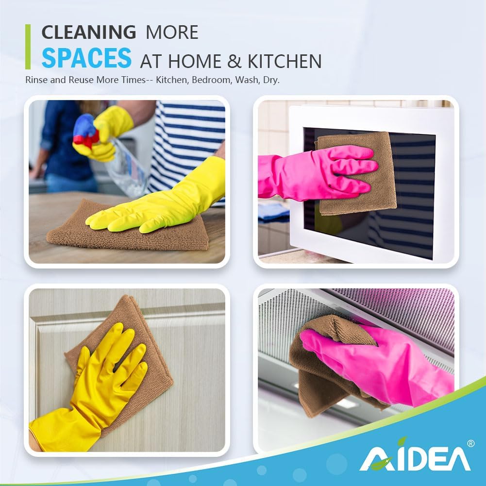 AIDEA Microfiber Cleaning Cloth-50PK, Soft Microfiber Towels for Cars, Absorbent Cleaning Rags, Lint-Free Streak-Free Wash Cloths for House, Kitchen, Window(12in.x12in)