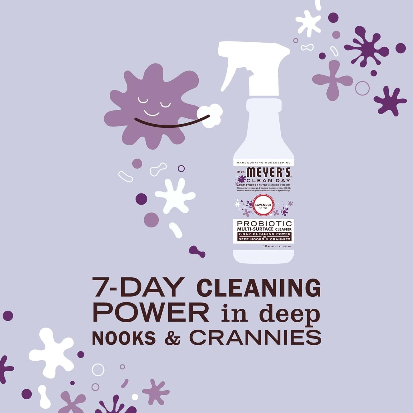 MRS. MEYER'S CLEAN DAY Probiotic Multi-Surface Spray, Made with Essential Oils and Other Thoughtfully Chosen Ingredients Lavender, 16 Fl Oz