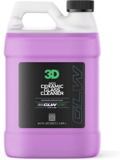 3D SiO2 Ceramic Glass Cleaner 1 Gallon – Hydrophobic Car Glass Cleaner with Rain Repellency – Optical-Grade Clarity, Streak-Free Shine & Ceramic Protection – Auto Detailing Spray – Made in USA