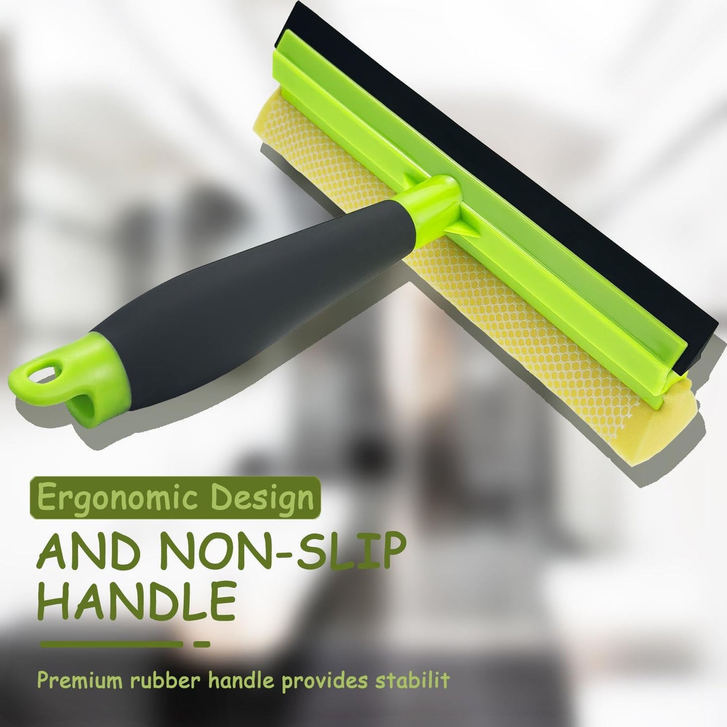Window Squeegee for Window Cleaning, Squeegee Window Cleaner Tool 2 in 1 Car Window Cleaning Tool with Extension Pole 58‘’ Telescopic Window Washing Equipment, Shower Squeegee for Shower Glass Door