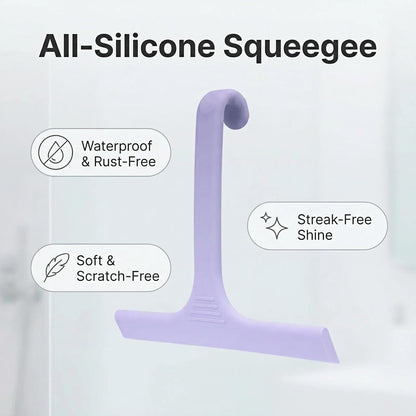 Silicone Shower Squeegee - All-in-One Design with Built-in Hook, 10 Inch Streak-Free Bathroom and car Cleaner for Glass Doors, Mirrors, Windows, Tiles Purple