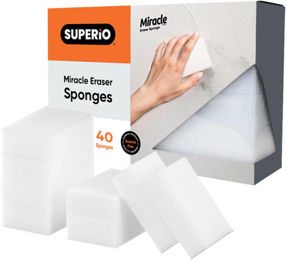 Superior Miracle Eraser Sponge Cleaning Sponge for Floor, Wall, Melamine Sponge Furniture Removes Scuffmarks, Dirt, and Tough Stains, Pack of 8, by Superio (32)