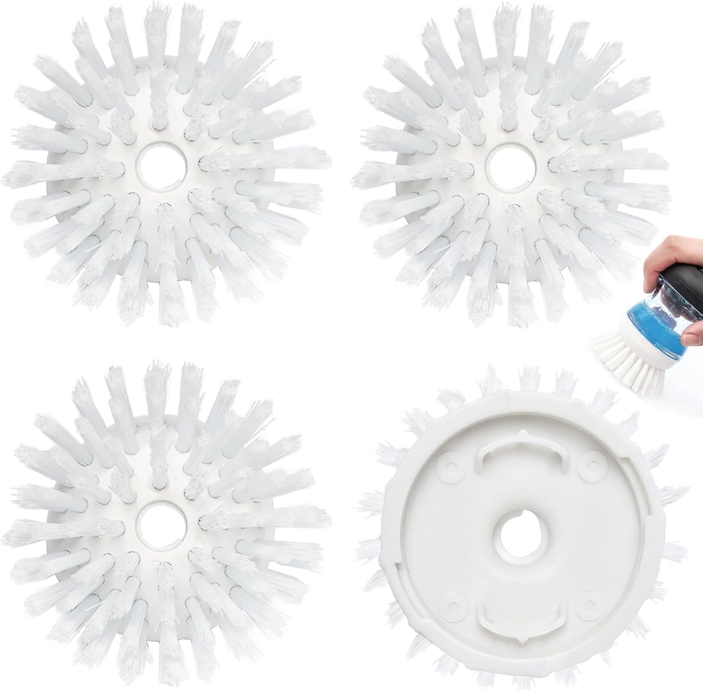 4 Pack Dish Brush Refill Heads for OXO Soap Dispensing Palm Brush, Kitchen Dish Scrubber Cleaning Replacement Head, Gray