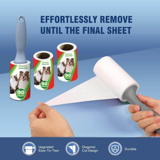 Lint Rollers for Pet Hair Extra Sticky, 600 Sheets Value Set Lint Roller with 2 Upgraded Handles, 6 Rollers Portable Pet Lint Remover for Clothes, Furniture, Carpet, Dog & Cat Hair Removal