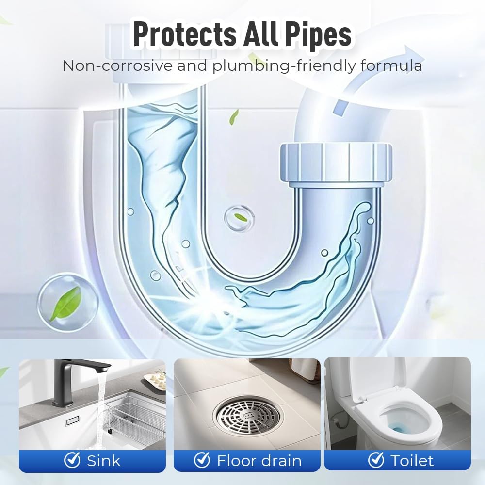 Drain Clog Remover Powerful Unclogging Sink Hair Cleaner for Kitchen, Shower Pipes and Drains (White 1PC)