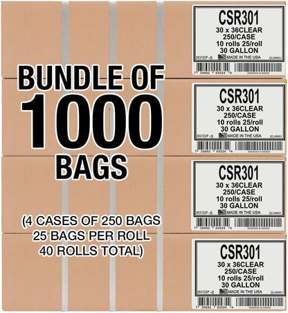 Aluf Plastics 33 Gallon Clear Trash Bags - 33" x 39" - 1.5 MIL (eq) - CSR Series - Heavy Duty Industrial Liners Clear Garbage Bags for Recycling, Contractors, Storage, Outdoor, 1 Count (Pack of 100)