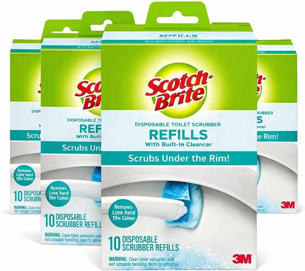 Scotch-Brite Disposable Toilet Scrubber Refills, Removes Rust & Hard Water Stains, 10 Disposable Refills Blue