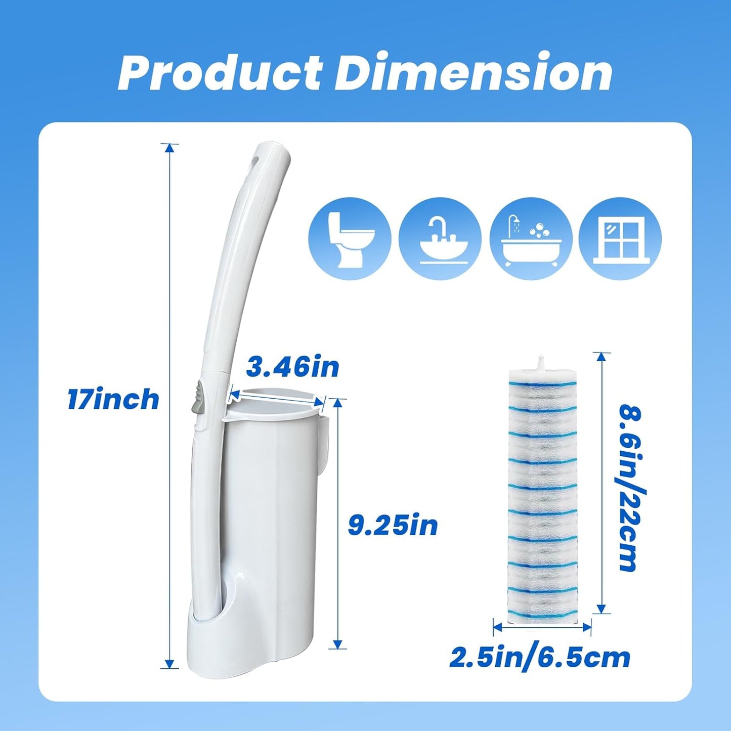 40 Disposable Toilet Brush Refills Srubber Pads, Wall Mounted Toilet Bowl Holder Set Toilet Cleaning System Starter Kit, Scrubbing Toilet Wand Pads