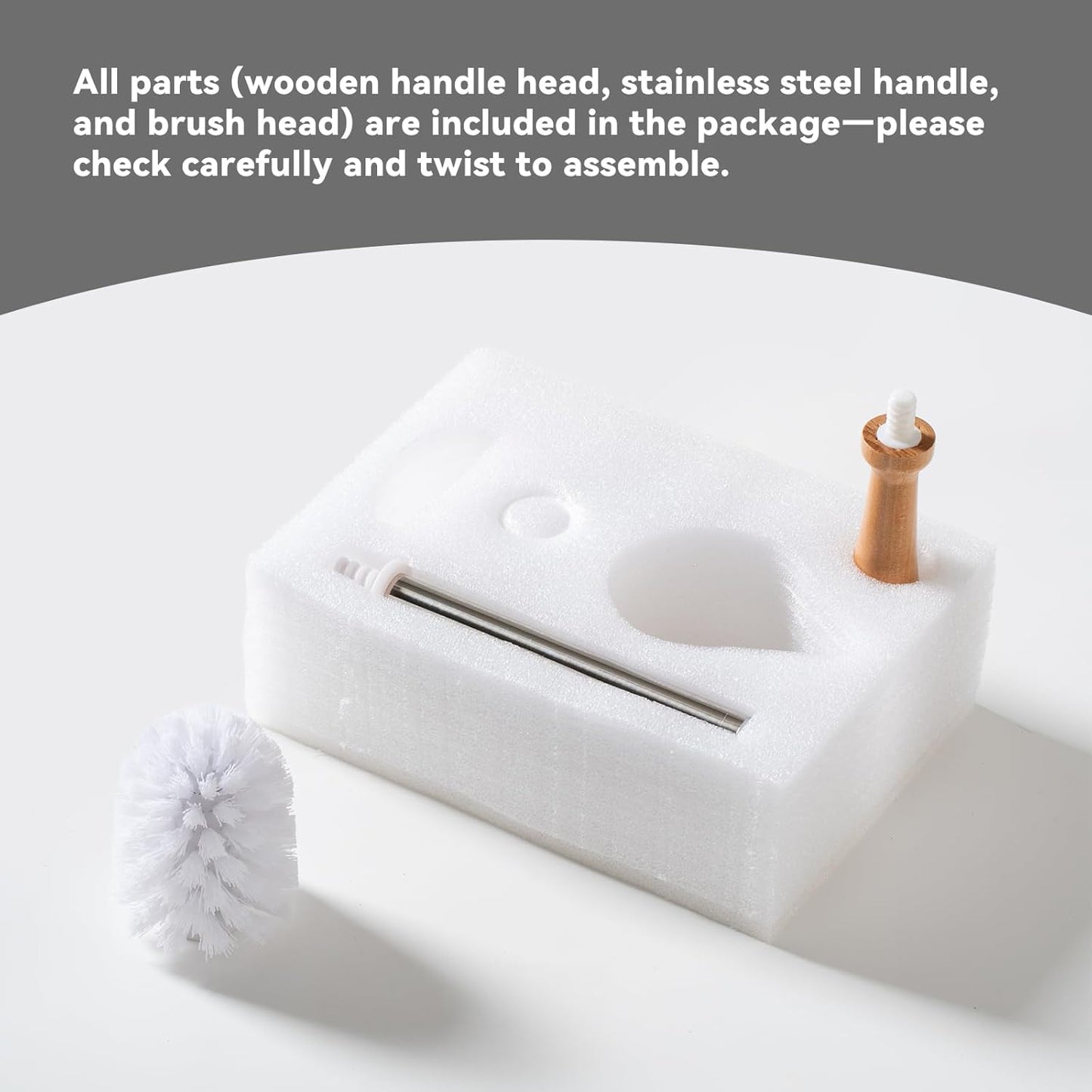 Duck Toilet Brush and Holder Set - Ceramic Bathroom Toilet Scrubber Brush Organizer with Wooden & Stainless SteelHandle, Gold Toilet Brush & Cute Duck Design for Bath Decor Storage