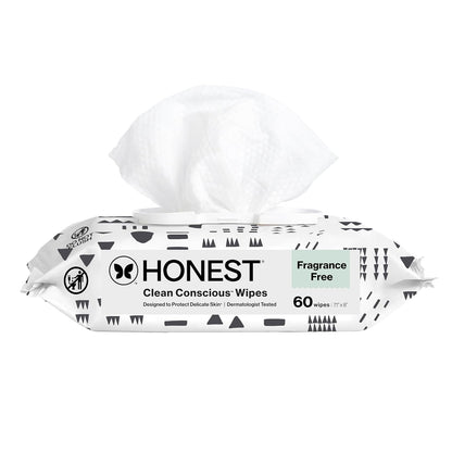 The Honest Company Hypoallergenic Multi-Use Baby Wipes for Sensitive Baby Skin, Rose Blossom, 60 Count