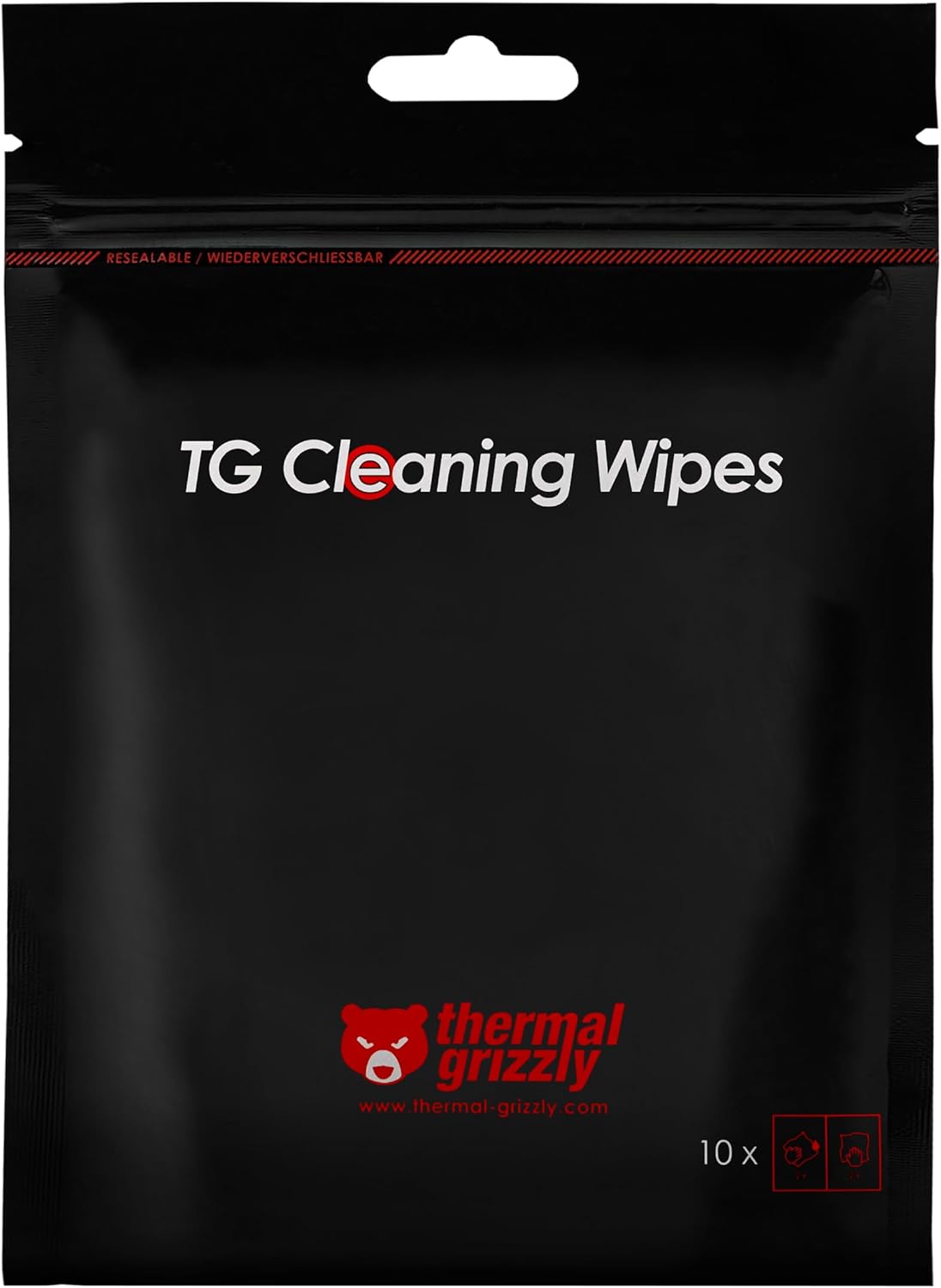 Thermal Grizzly TG Cleaning Wipes (10 Pcs - 20 Wet & 20 Dry Wipes) - Clean and Degrease Surfaces - Optimal Adhesion of Thermal Conductive Materials