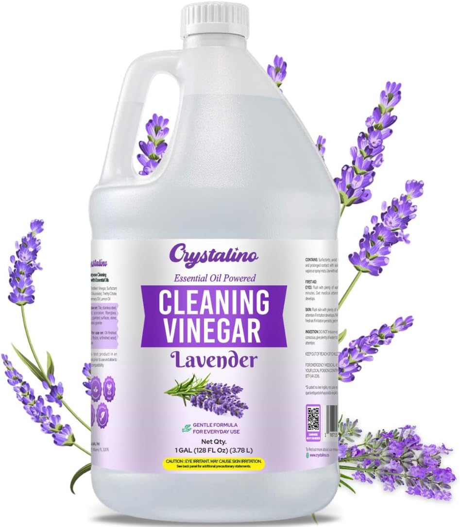 6% Cleaning Vinegar Cleaner (1 Gallon) Eucalyptus Essential Oil Powered for Home, White Industrial Vinegar for Cleaning Purpose and Laundry, Vinager, Vinagre Blanco de Limpieza, Vinger