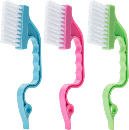 Slick- Window Track Cleaning Brush, 2 Pack, Blue Ergonomic Handle, Built-in Scraper, Multipurpose, Window Track Cleaning Tools