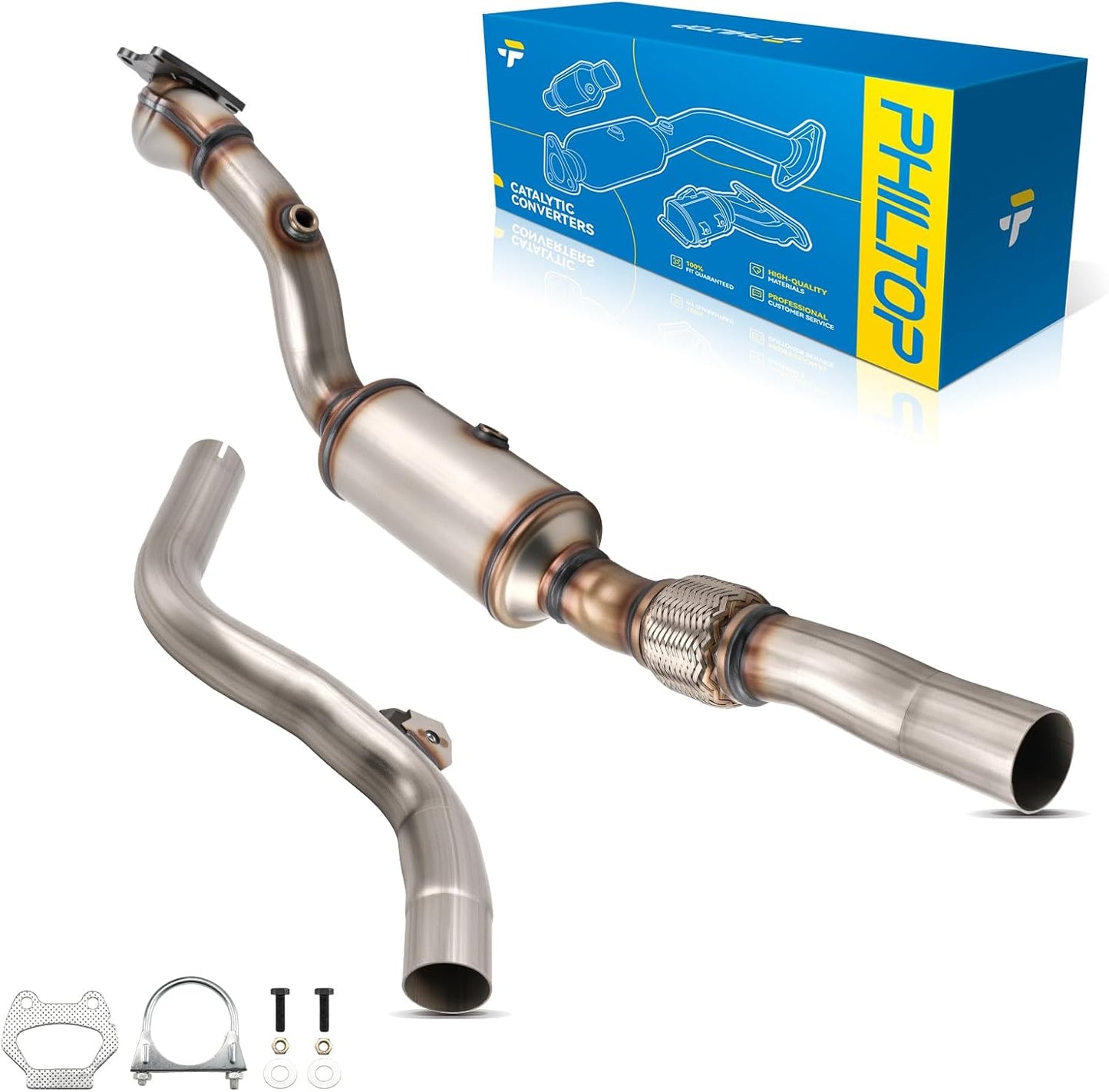 PHILTOP Left and Right Catalytic Converter Replacement For 2005-2010 300 2.7/3.5L V6 RWD, 2006-2010 Charger 2.7/3.5L V6 RWD, 2005-2008 Magnum 2.7/3.5L V6 RWD Replace 55434, 55433 (EPA Compliant) - Colors A