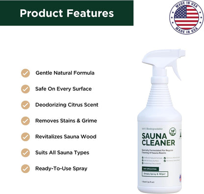 Northwood Sauna - Sauna Cleaner - Natural Wood Cleaner & Deodorizer - Ready-to-Use Spray - 1 Quart (32 Fl Oz)