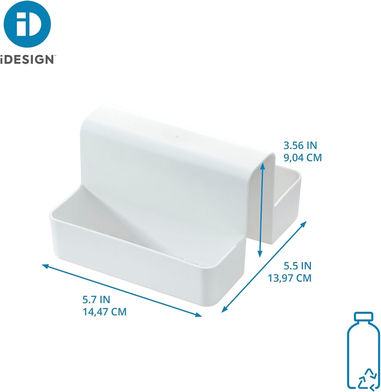 iDesign Recycled Plastic Double Suction Sink Caddy, White