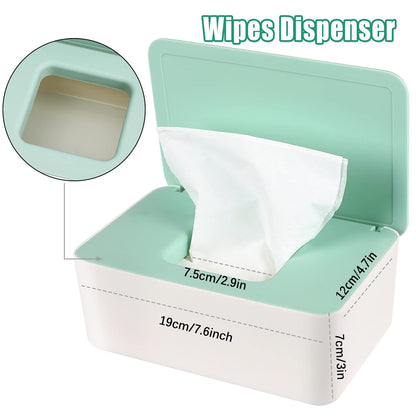 NOVWANG Wipes Dispenser, Large Capacity Baby Wipe Holder(8.3L × 4.9W × 3.9H Inches) Refillable Wipes Container with Sealing Design Baby Wet Wipes Dispenser for Bathroom Home Office Car