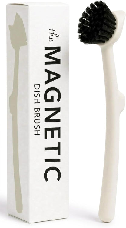 Earth & Mango Magnetic Dish Brush & Scraper, Snaps to Sink, Non-Scratch, Dishwasher Safe, Dish Scrubber – Onyx Black