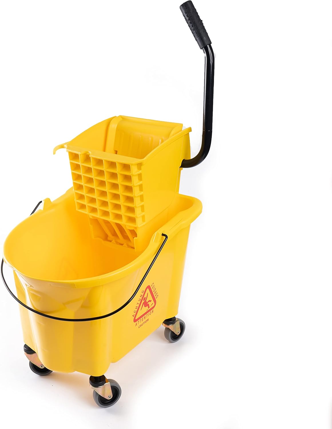 Matthew Cleaning 34 Quart Commercial Mop Bucket INCL.Wet String Mop with Side Press Wringer On Wheels,Heavy Duty Tandem Portable Floor Cleaning Wavebrake,Ideal for Household,Industrial,Restaurant