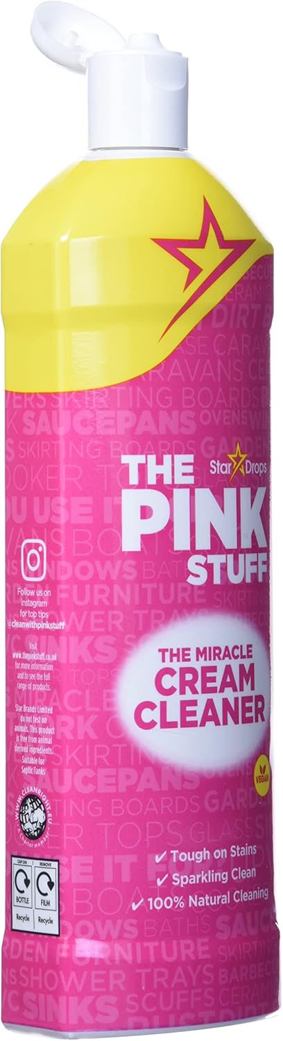 Stardrops The Pink Stuff Miracle Cream Cleaner for Stainless Steel & Multi-Purpose Surfaces – Removes Grease, Grime, Limescale & Soap Scum – Tough on Stains, Gentle on Surfaces – 500ml