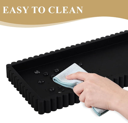 Silicone Bathroom Tray Small Vanity Organizer Rectangle Sink Caddy Sponge Holder Kitchen Counter Decor for Dish Soap, Perfume, Candle, Beige