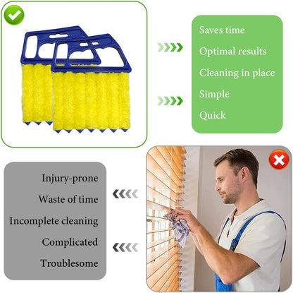 DXNQ 2 PCS Blind Cleaner Duster Tool, Window Venetian Hand-held 7 Finger Dusting Cleaner Brush, Blinds Cleaning Brush Tool for Window Shutters Air Conditioner, Car Accessories (Orange+Yellow)